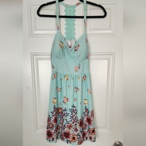 Mint green floral summer dress